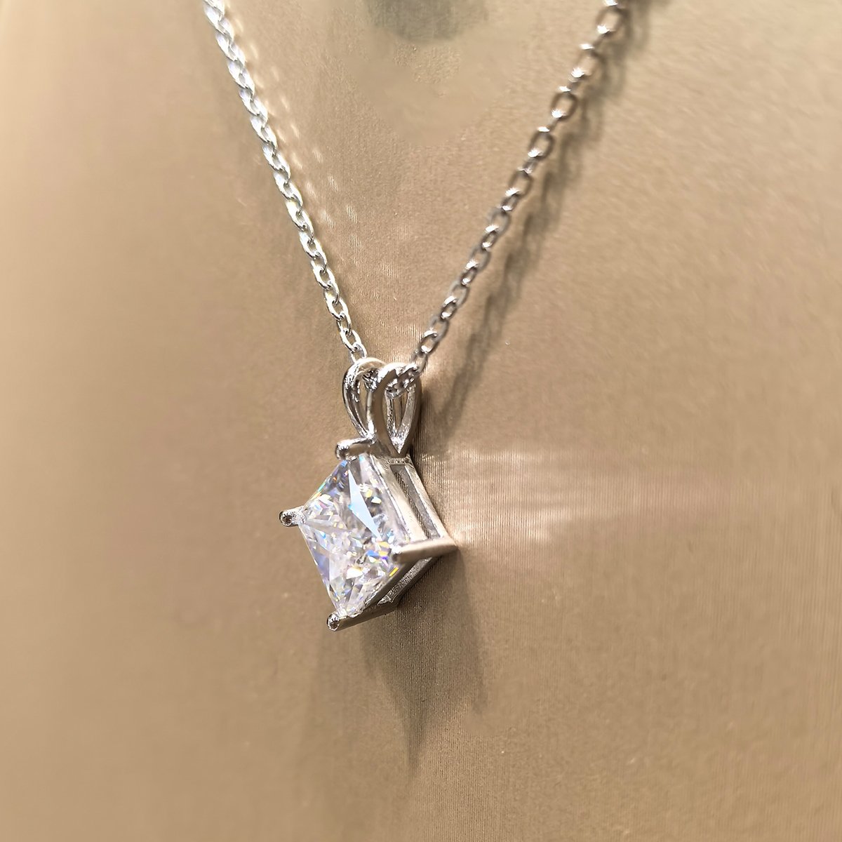 Princess Moissanite Solitaire Pendant Necklace – 0.5–2ct DEW - Image 5