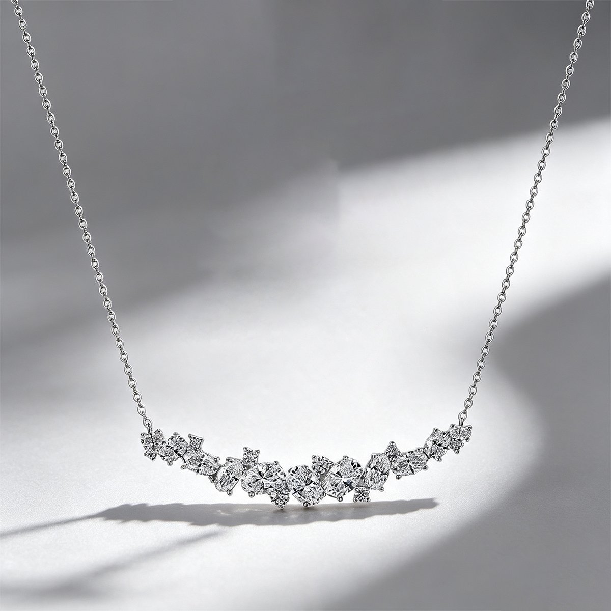 Mixed-Cut Moissanite Cluster Bar Necklace – 3.1ct DEW - Image 3