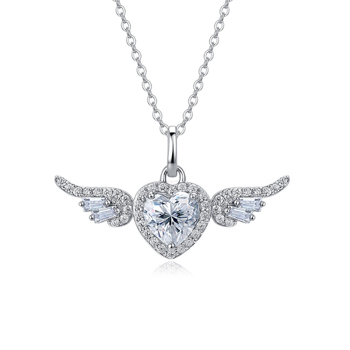 Heart Moissanite Angel Wing Necklace – 1.25ct DEW