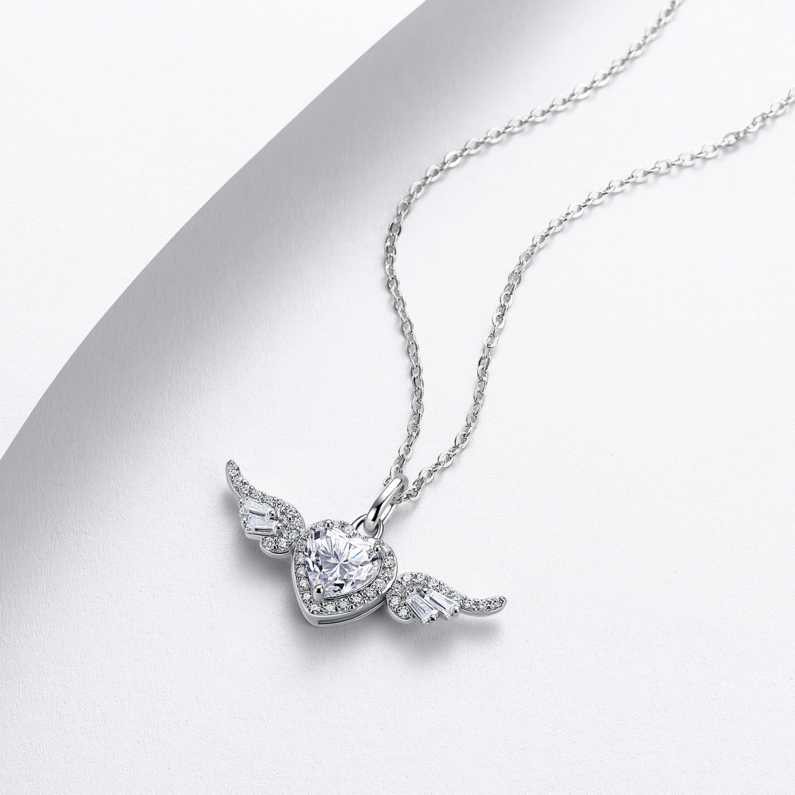 Heart Moissanite Angel Wing Necklace – 1.25ct DEW - Image 3