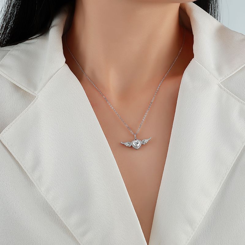 Heart Moissanite Angel Wing Necklace – 1.25ct DEW - Image 4
