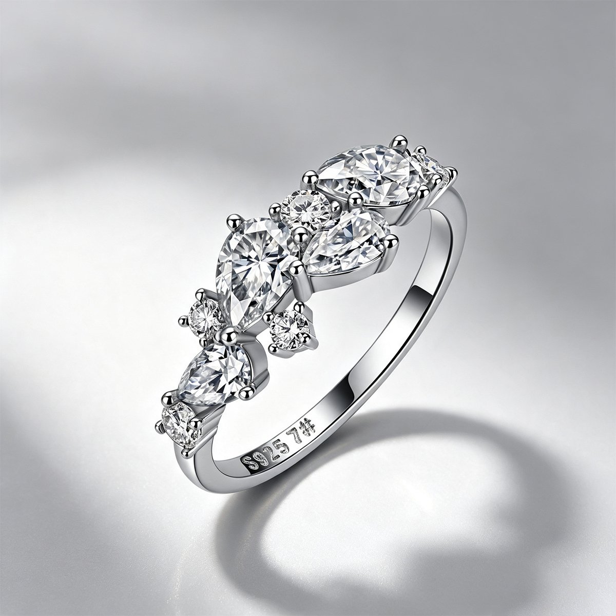 Pear & Round Moissanite Cluster Ring – 1.9ct DEW - Image 4