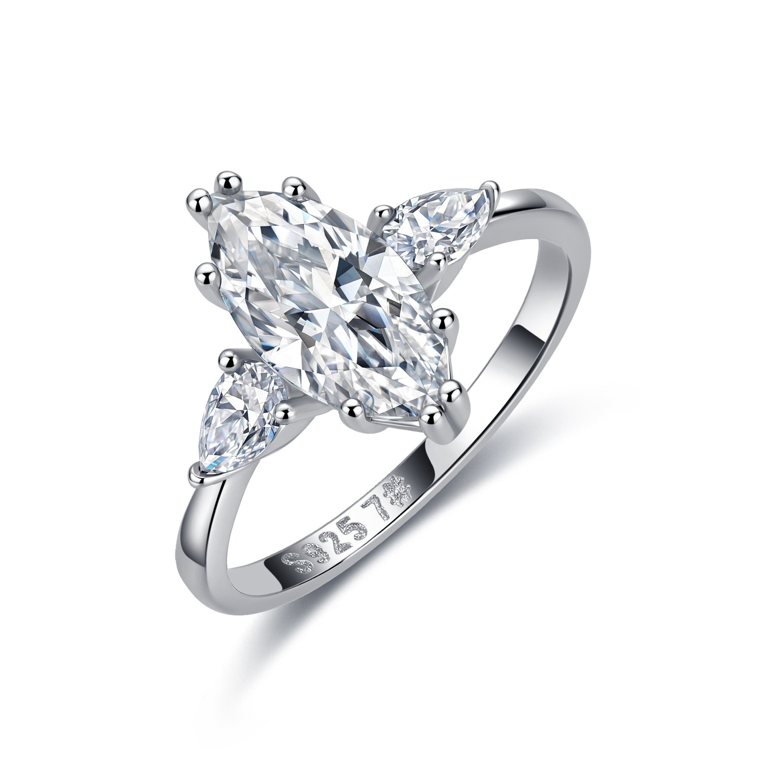 Marquise & Pear Three-Stone Moissanite Ring – 2.7ct DEW