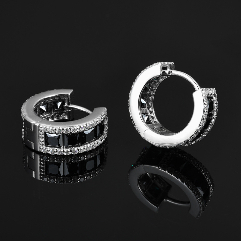 Princess Black Moissanite Channel Huggie Hoops – 2.75ct DEW Each - Image 3