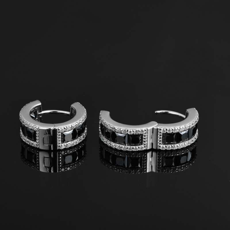 Princess Black Moissanite Channel Huggie Hoops – 2.75ct DEW Each - Image 4