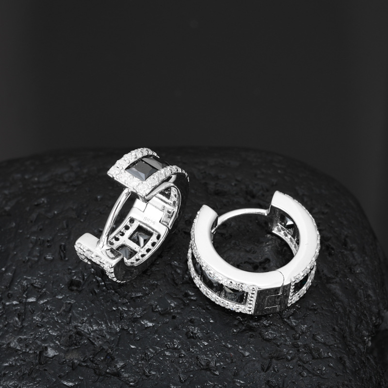 Princess Black Moissanite Channel Huggie Hoops – 2.75ct DEW Each - Image 5