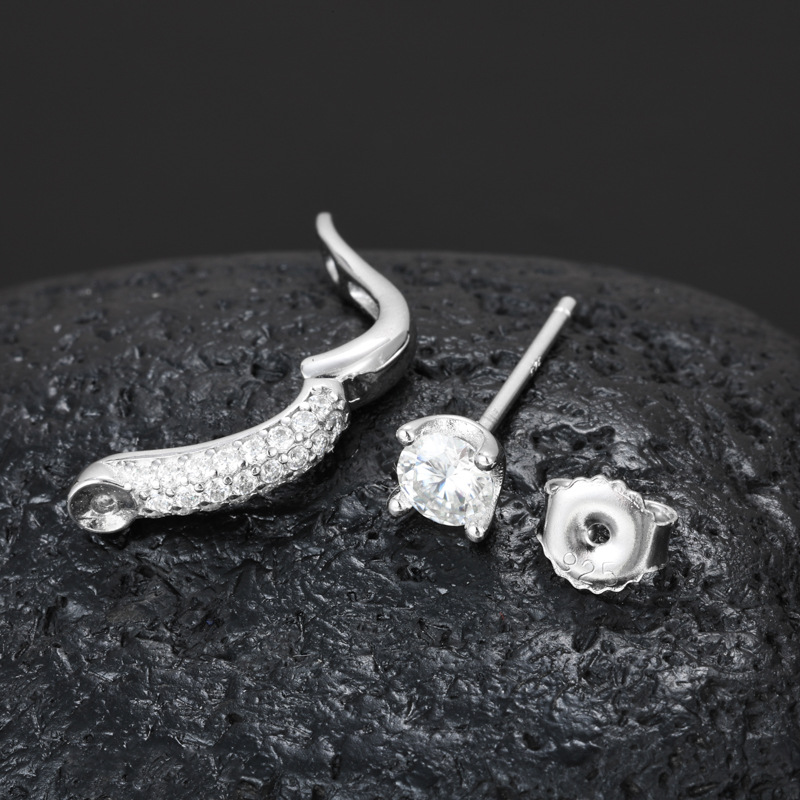 Round Moissanite Pavé Ear Jacket Earrings – 0.74ct DEW Each - Image 3