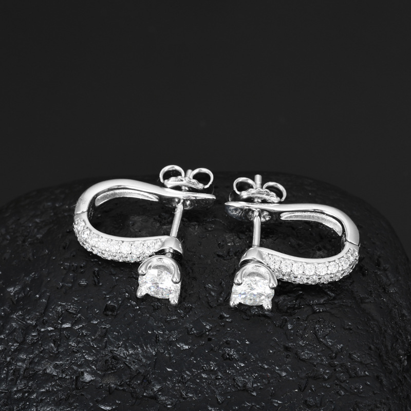 Round Moissanite Pavé Ear Jacket Earrings – 0.74ct DEW Each - Image 5