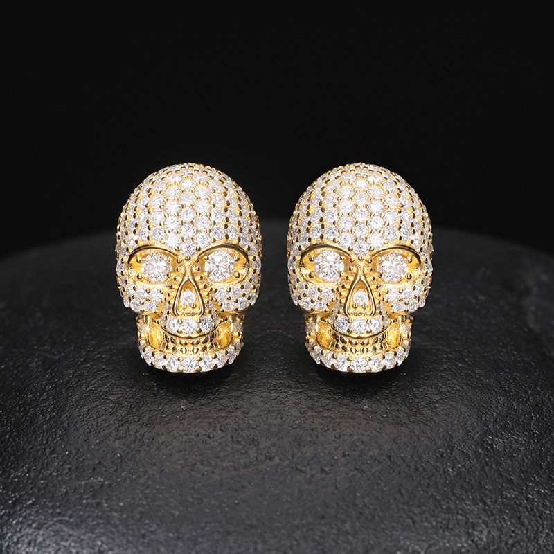 Pavé Moissanite Skull Stud Earrings – 1.85ct DEW Each - Image 4