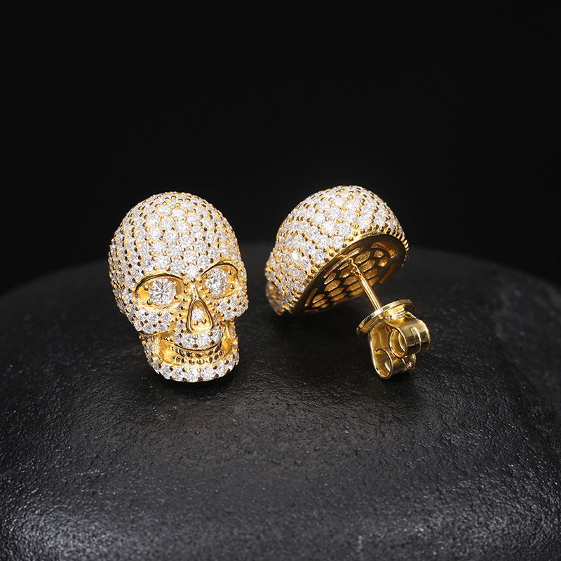 Pavé Moissanite Skull Stud Earrings – 1.85ct DEW Each - Image 5