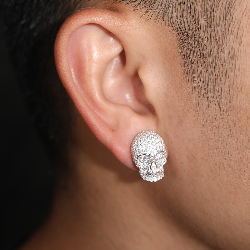 Pavé Moissanite Skull Stud Earrings – 1.85ct DEW Each - Image 8