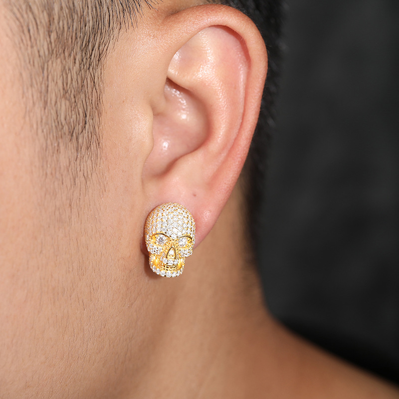 Pavé Moissanite Skull Stud Earrings – 1.85ct DEW Each - Image 9