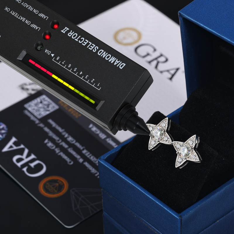 Round Moissanite Four-Point Star Stud Earrings – 0.9ct DEW Each - Image 6