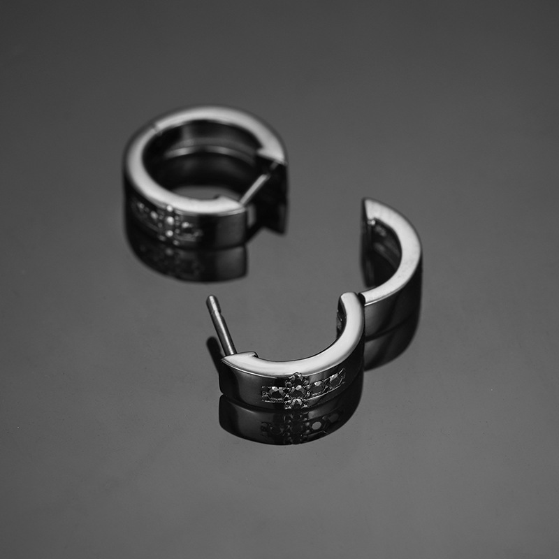 Black Moissanite Cross Huggie Earrings – 0.08ct DEW Each - Image 4