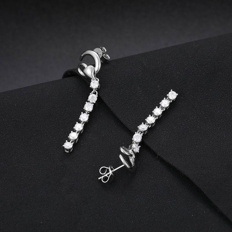 Crescent Moissanite Tassel Drop Earrings – 0.7ct DEW Each - Image 3