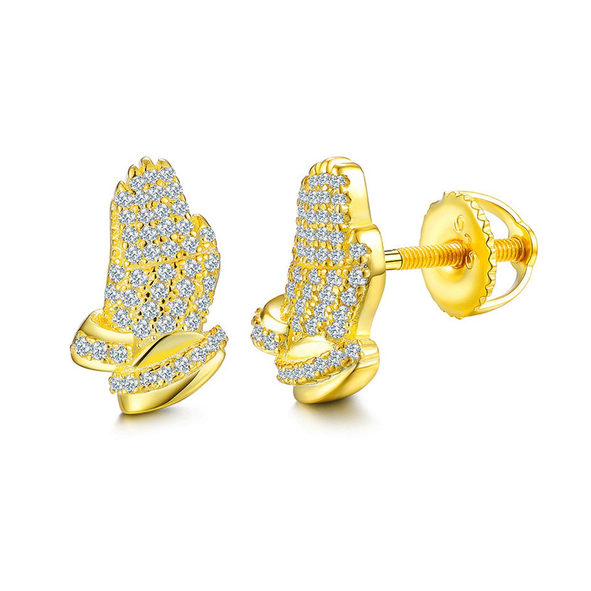 Praying Hands Moissanite Stud Earrings – 0.2ct DEW Each