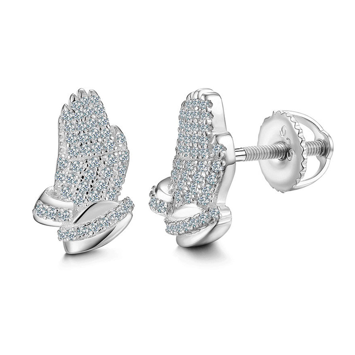 Praying Hands Moissanite Stud Earrings – 0.2ct DEW Each - Image 3