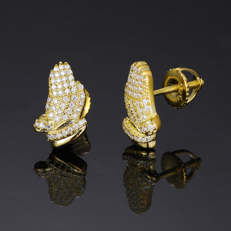 Praying Hands Moissanite Stud Earrings – 0.2ct DEW Each - Image 4