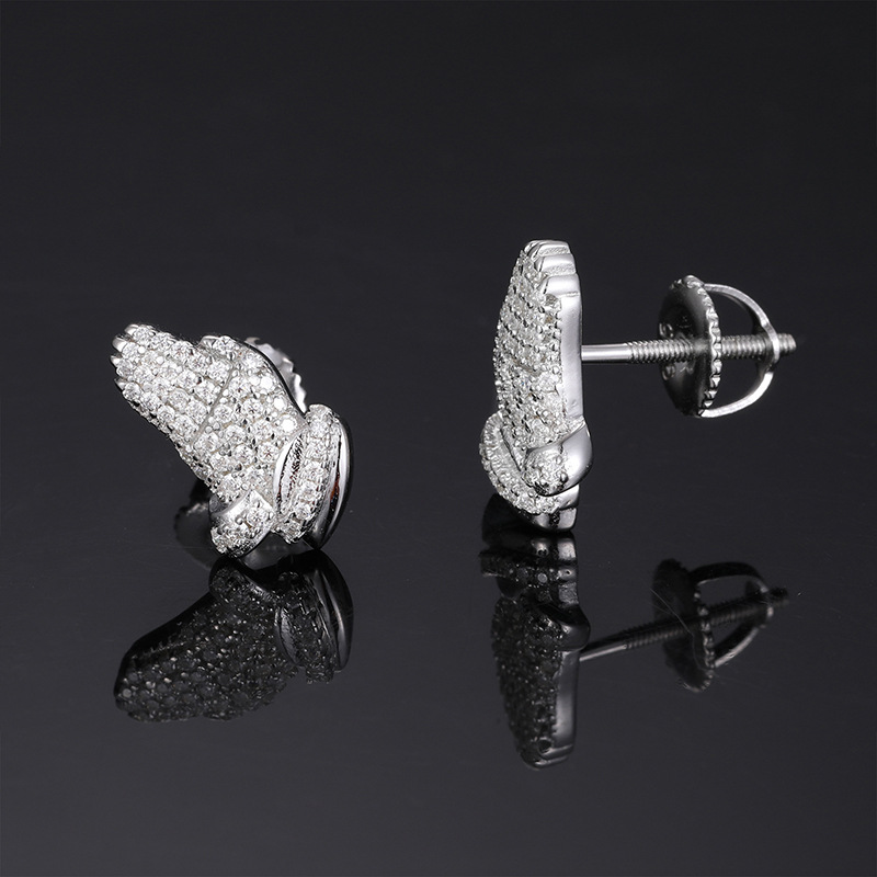Praying Hands Moissanite Stud Earrings – 0.2ct DEW Each - Image 5