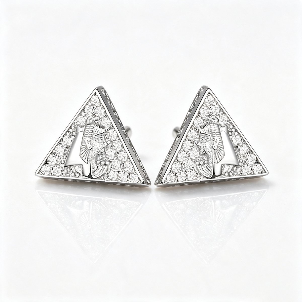 Pharaoh Triangle Moissanite Stud Earrings – 0.1ct DEW Each