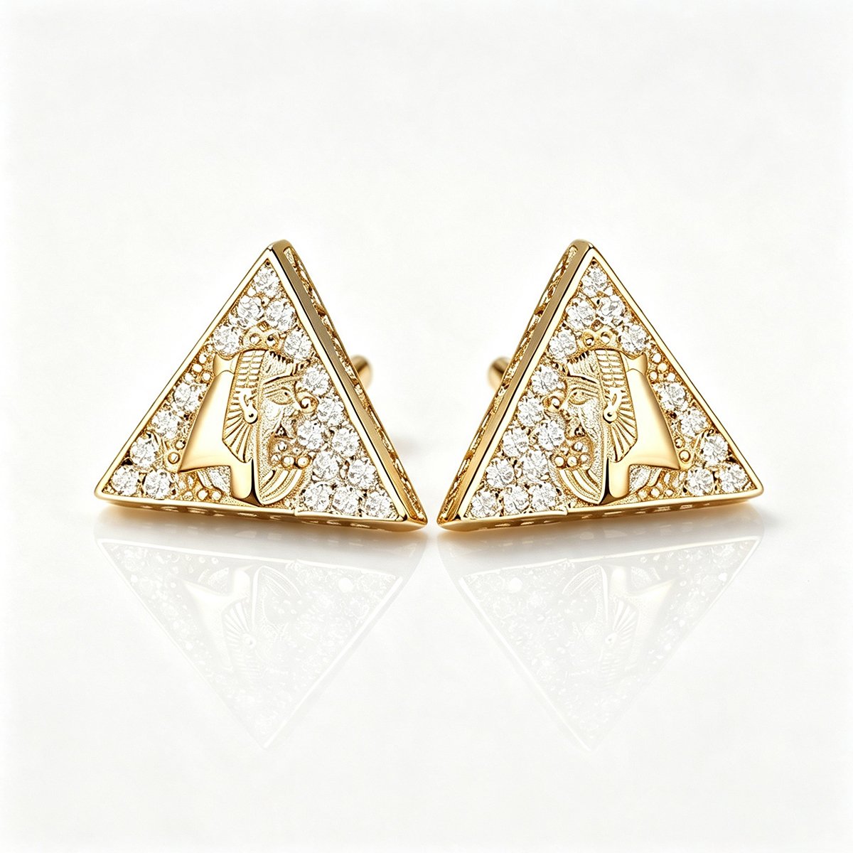 Pharaoh Triangle Moissanite Stud Earrings – 0.1ct DEW Each - Image 3
