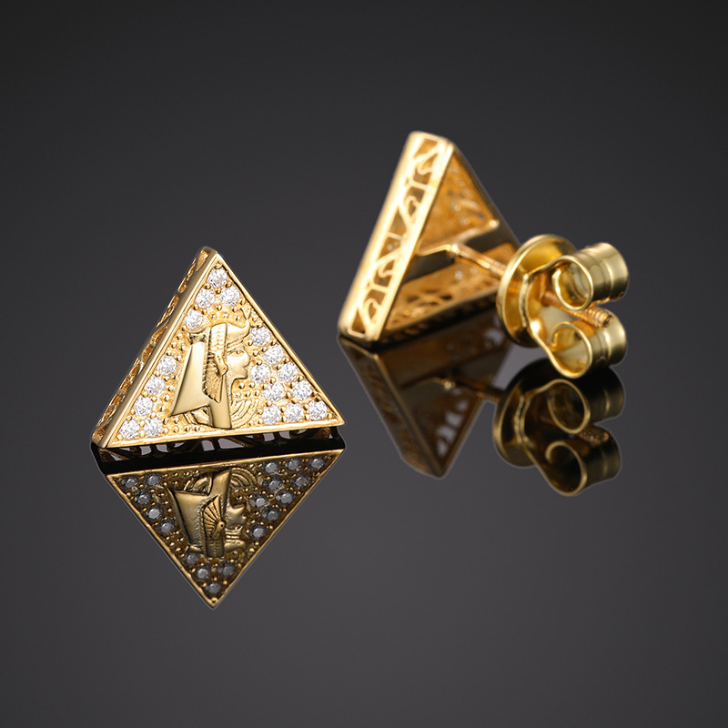 Pharaoh Triangle Moissanite Stud Earrings – 0.1ct DEW Each - Image 4