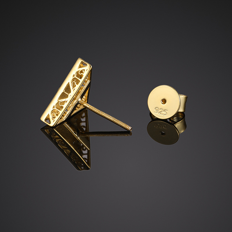 Pharaoh Triangle Moissanite Stud Earrings – 0.1ct DEW Each - Image 6