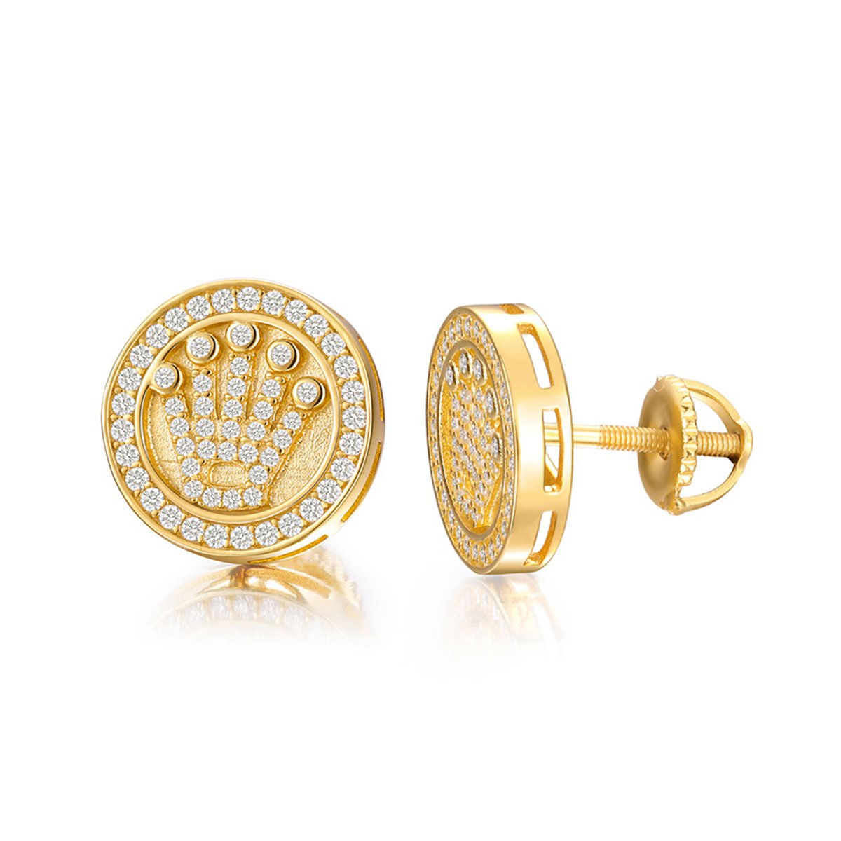 Crown Medallion Moissanite Stud Earrings – 0.15ct DEW Each