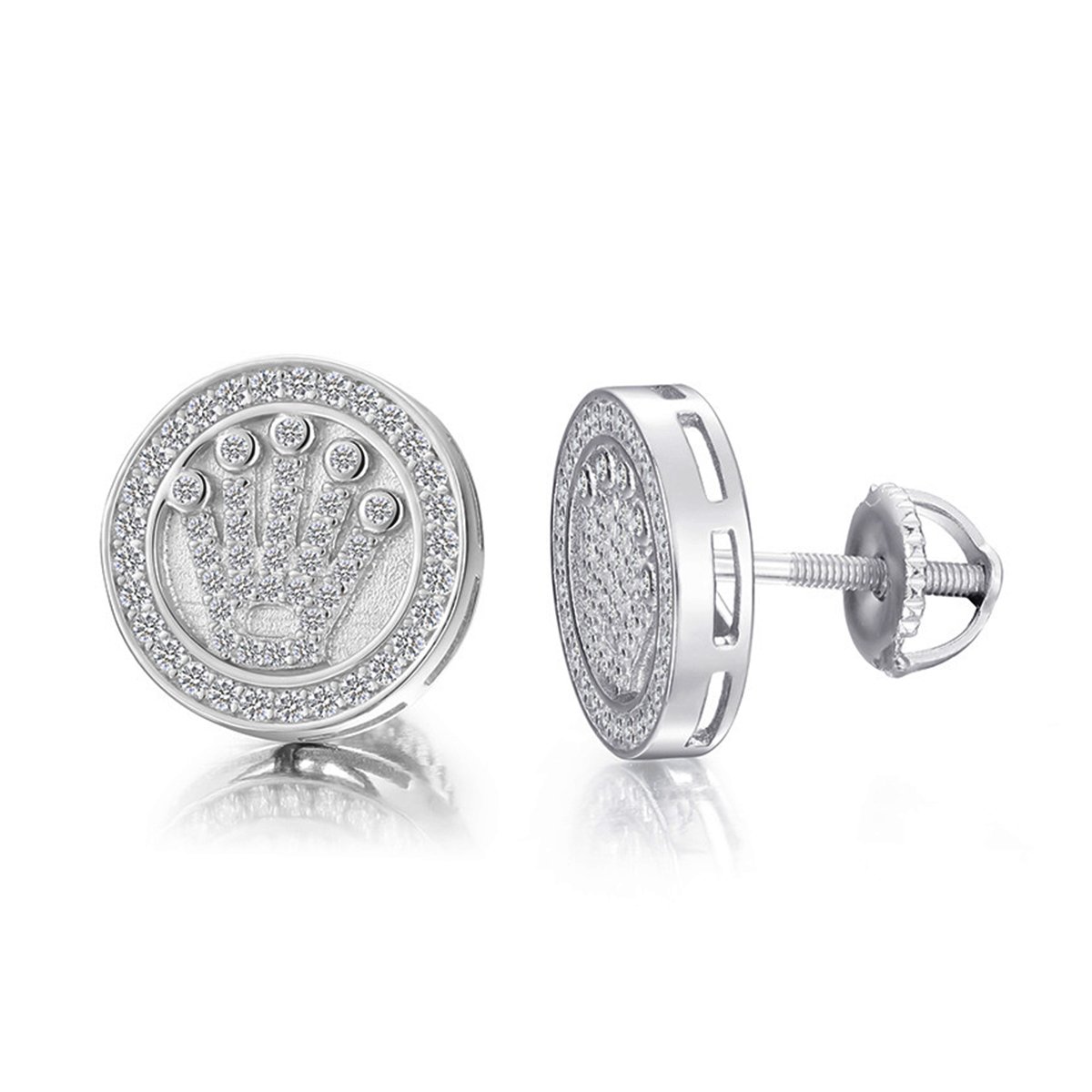 Crown Medallion Moissanite Stud Earrings – 0.15ct DEW Each - Image 3
