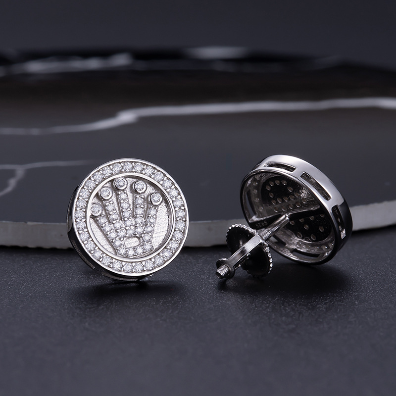 Crown Medallion Moissanite Stud Earrings – 0.15ct DEW Each - Image 5