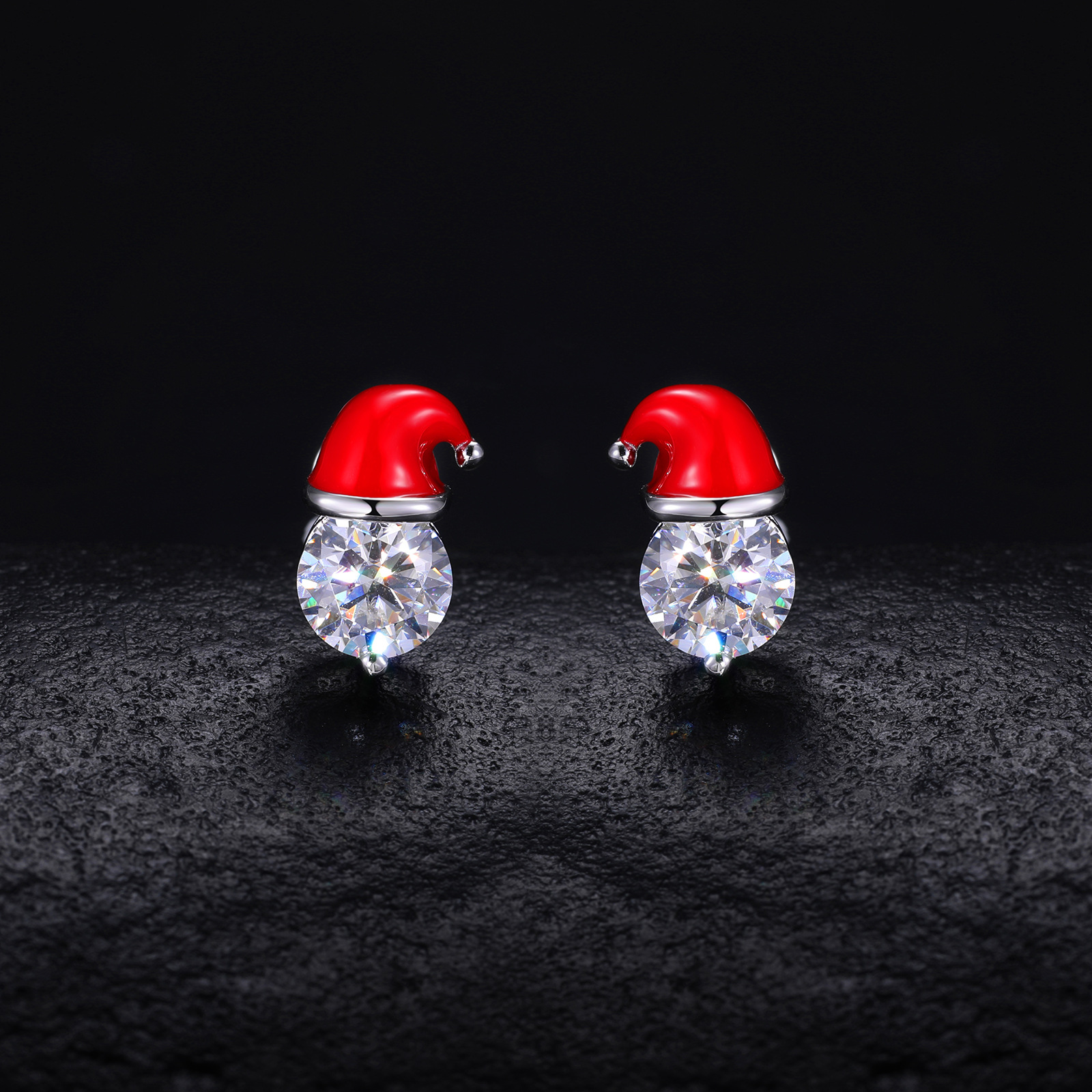 Round Moissanite Santa Hat Stud Earrings – 0.8ct DEW Each - Image 7