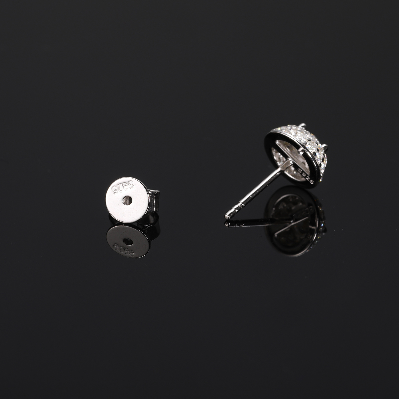 Round Moissanite Pavé Dome Stud Earrings – 0.6ct DEW Each - Image 3
