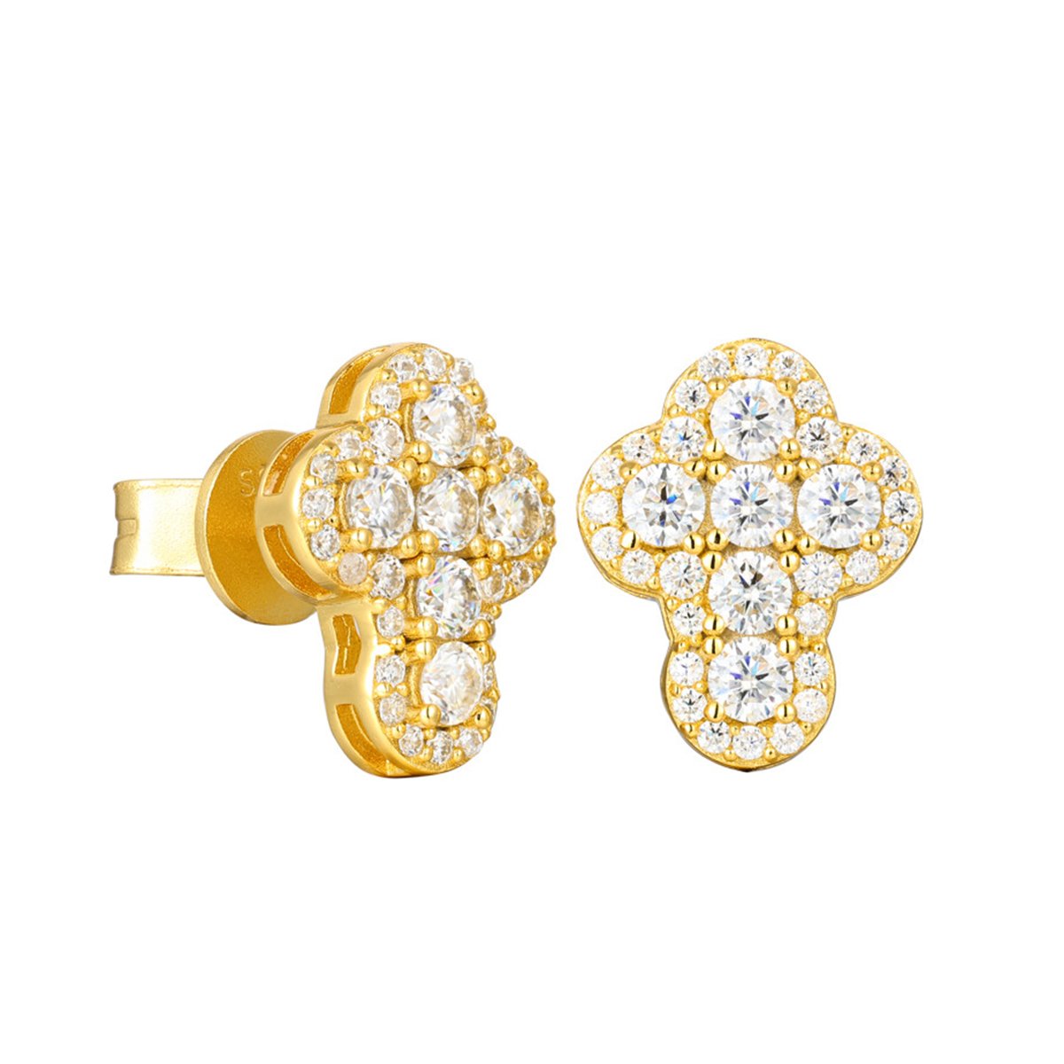 Round Moissanite Cluster Cross Stud Earrings – 0.53ct DEW Each