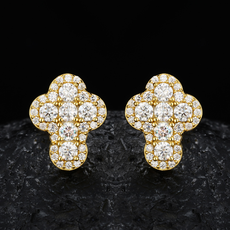 Round Moissanite Cluster Cross Stud Earrings – 0.53ct DEW Each - Image 4