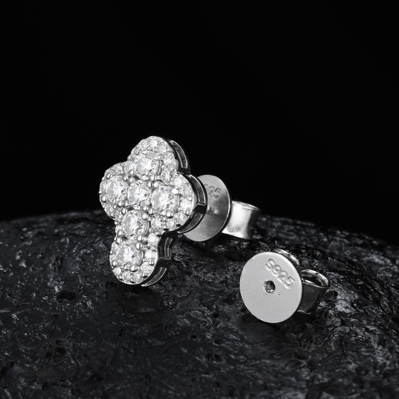 Round Moissanite Cluster Cross Stud Earrings – 0.53ct DEW Each - Image 6