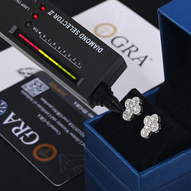 Round Moissanite Cluster Cross Stud Earrings – 0.53ct DEW Each - Image 7