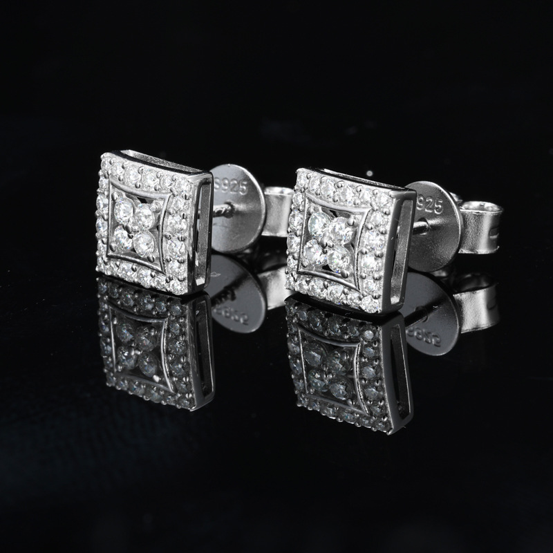 Round Moissanite Square Halo Stud Earrings – 0.26ct DEW Each - Image 4