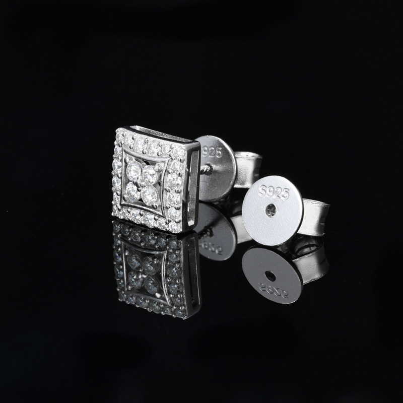 Round Moissanite Square Halo Stud Earrings – 0.26ct DEW Each - Image 5