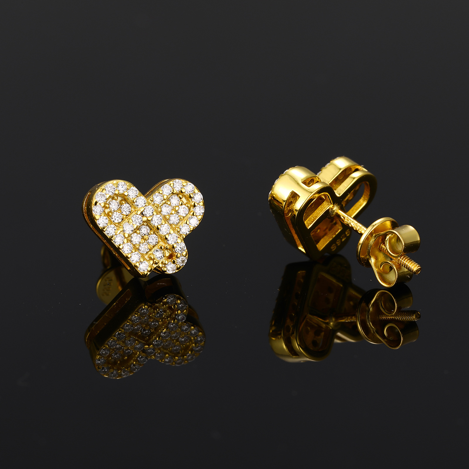 Pavé Moissanite Ribbon Heart Stud Earrings – 0.2ct DEW Each - Image 4