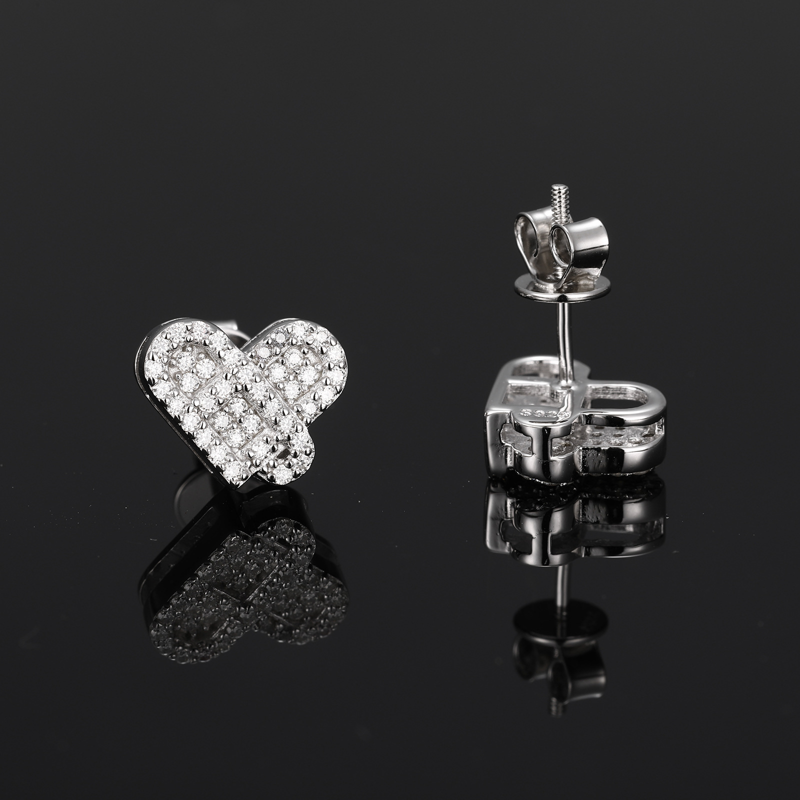 Pavé Moissanite Ribbon Heart Stud Earrings – 0.2ct DEW Each - Image 5