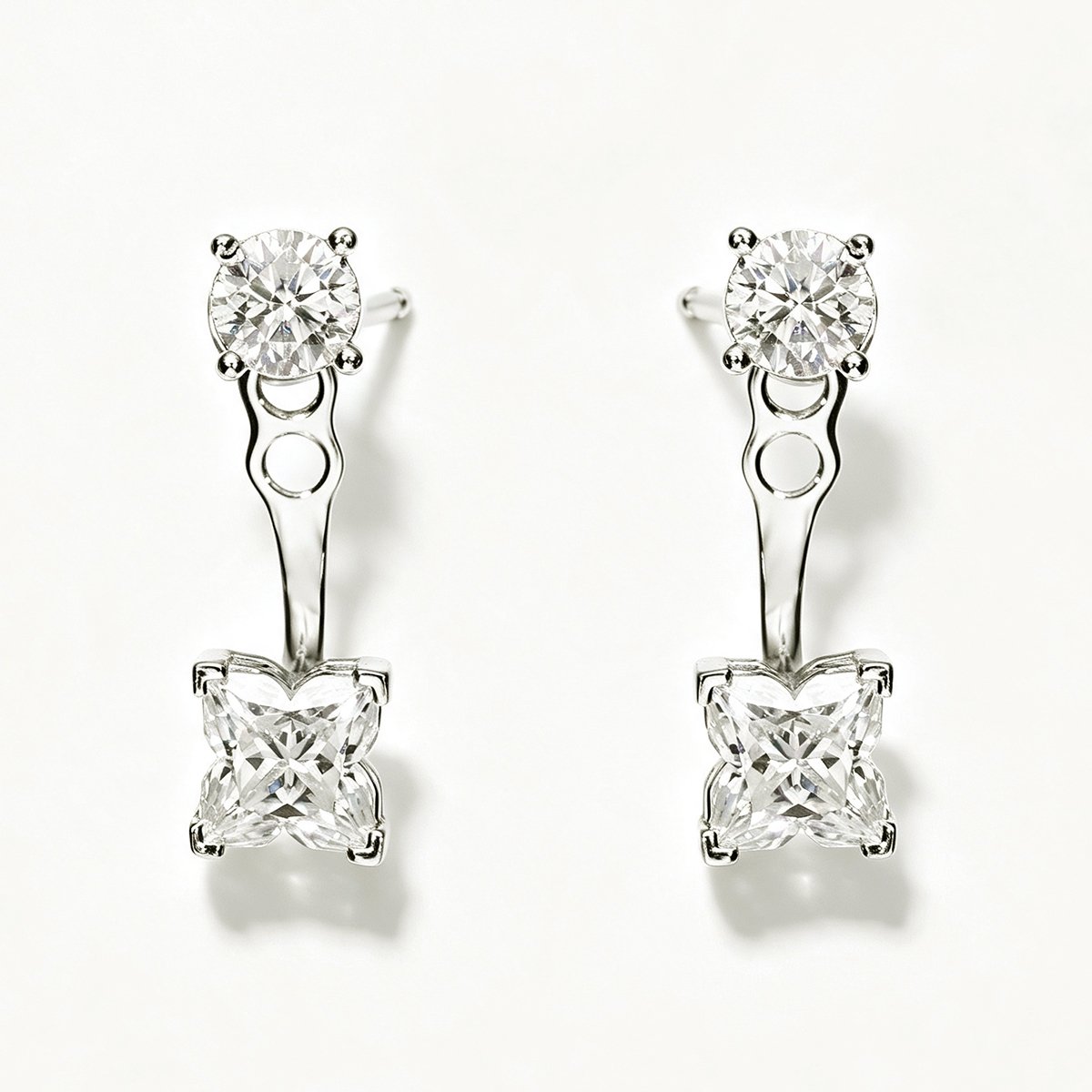 Moissanite Two-Way Ear Jacket Earrings – 1.25ct DEW Each