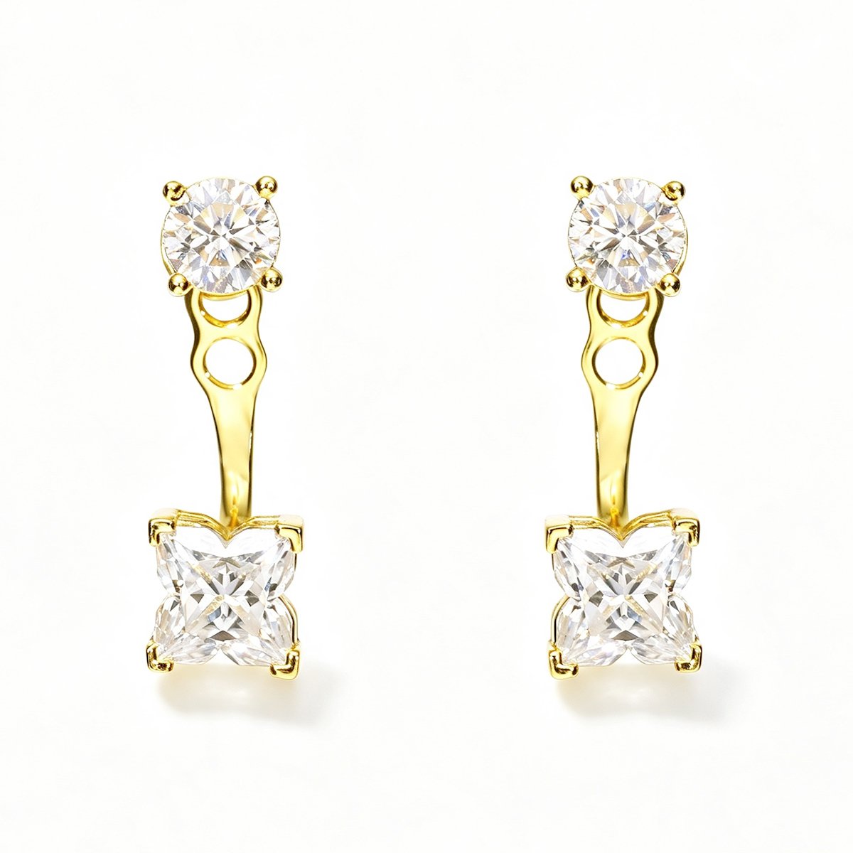 Moissanite Two-Way Ear Jacket Earrings – 1.25ct DEW Each - alternate view