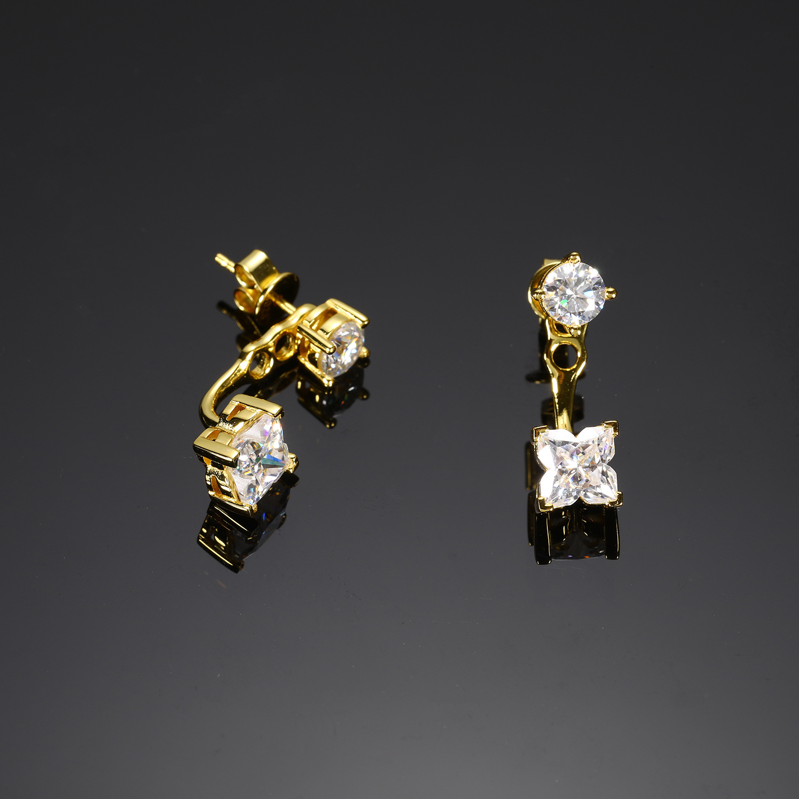 Moissanite Two-Way Ear Jacket Earrings – 1.25ct DEW Each - Image 4