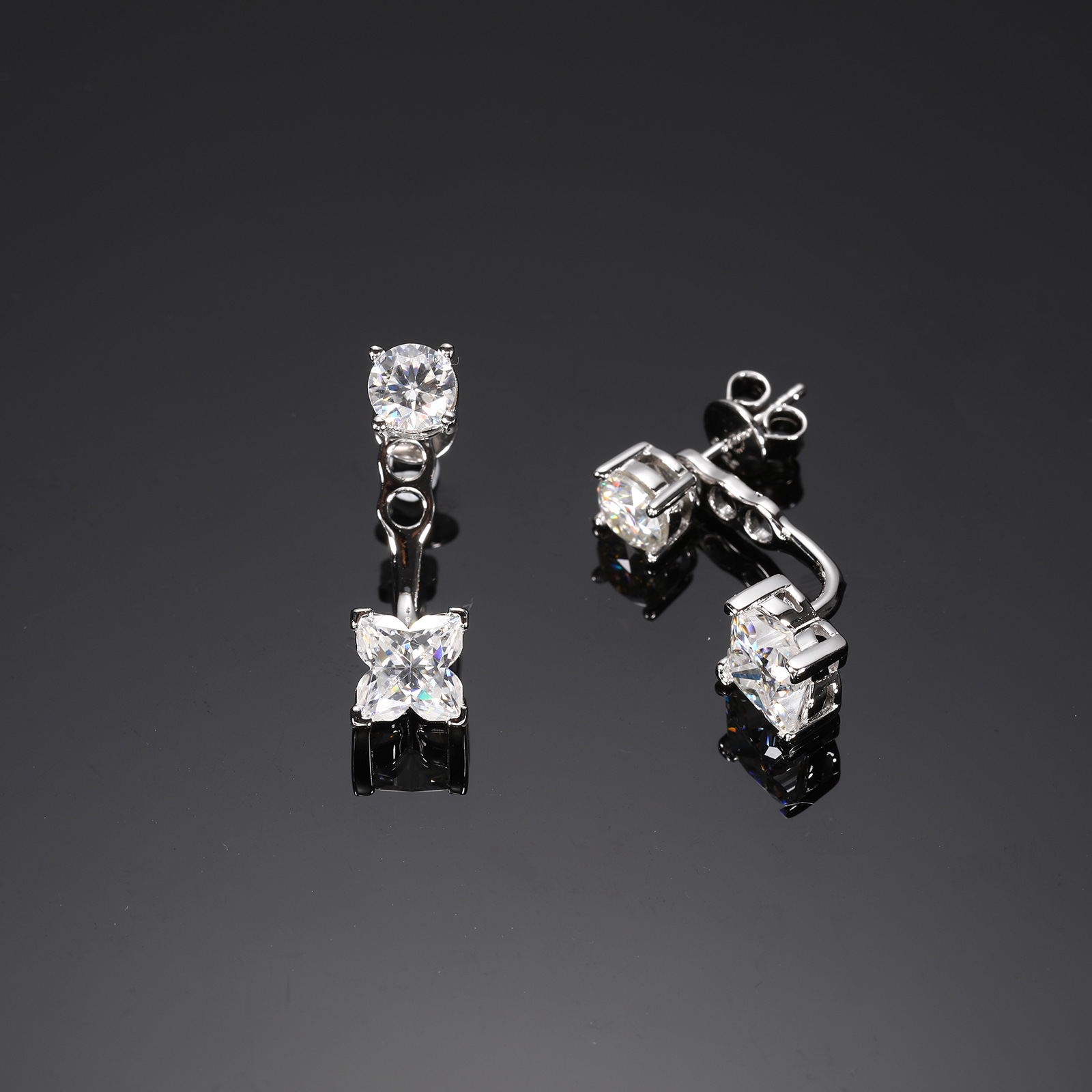 Moissanite Two-Way Ear Jacket Earrings – 1.25ct DEW Each - Image 5