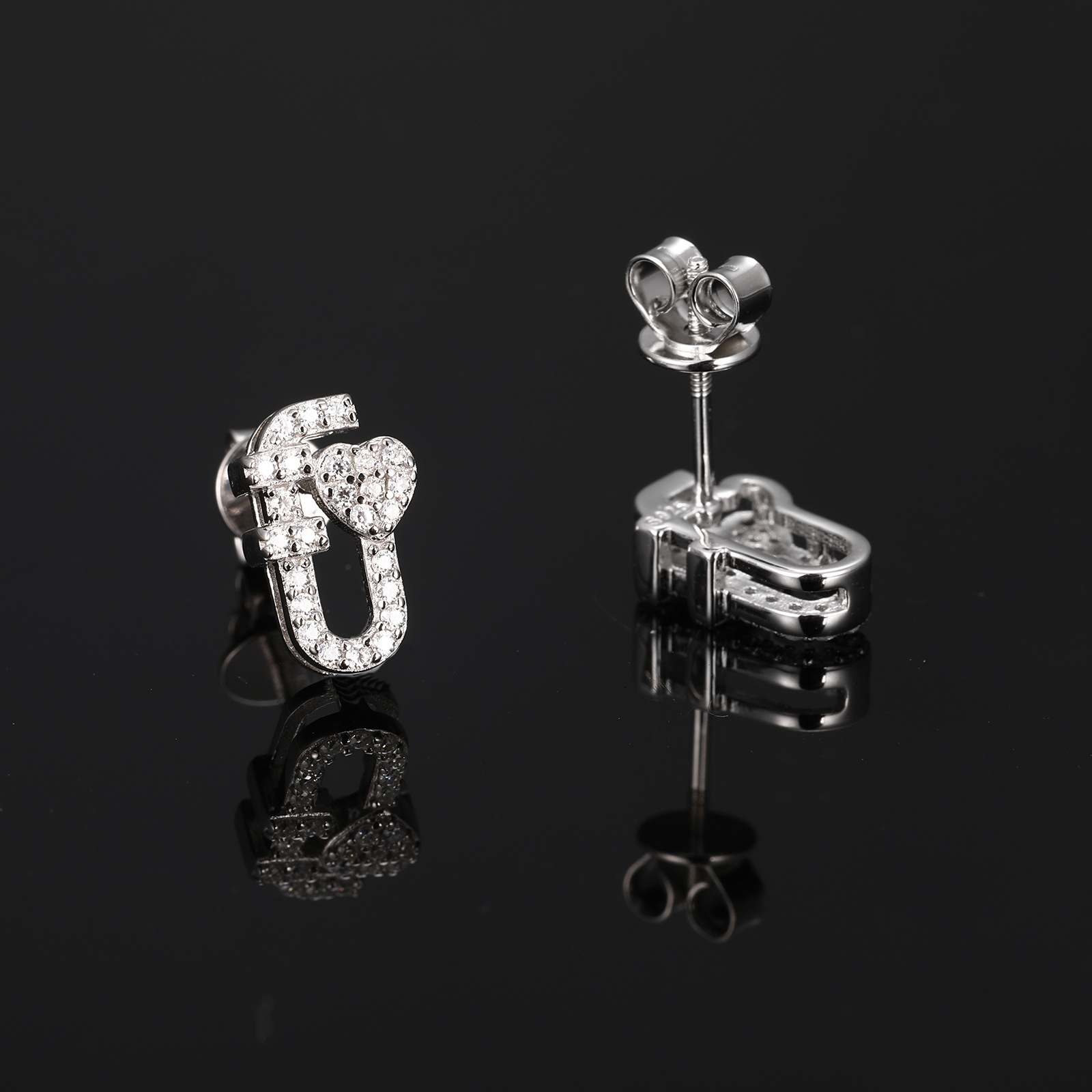 Moissanite Paperclip Heart Stud Earrings – 0.13ct DEW Each - Image 4