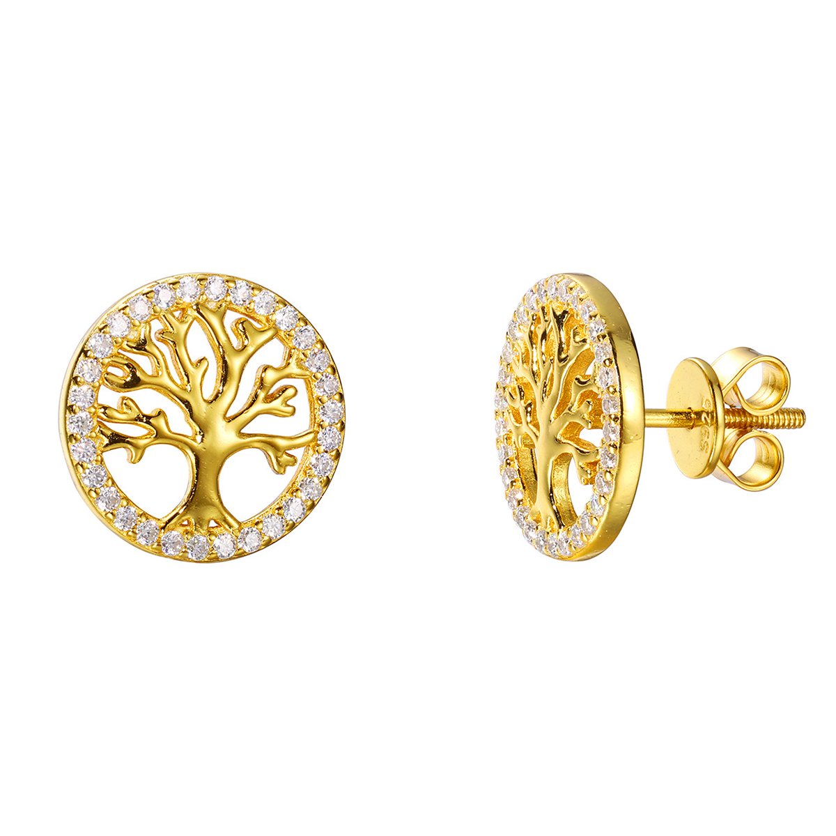 Moissanite Tree of Life Stud Earrings – 0.15ct DEW Each - Image 3