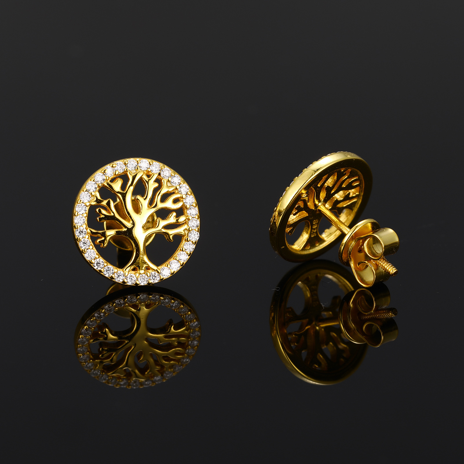 Moissanite Tree of Life Stud Earrings – 0.15ct DEW Each - Image 4