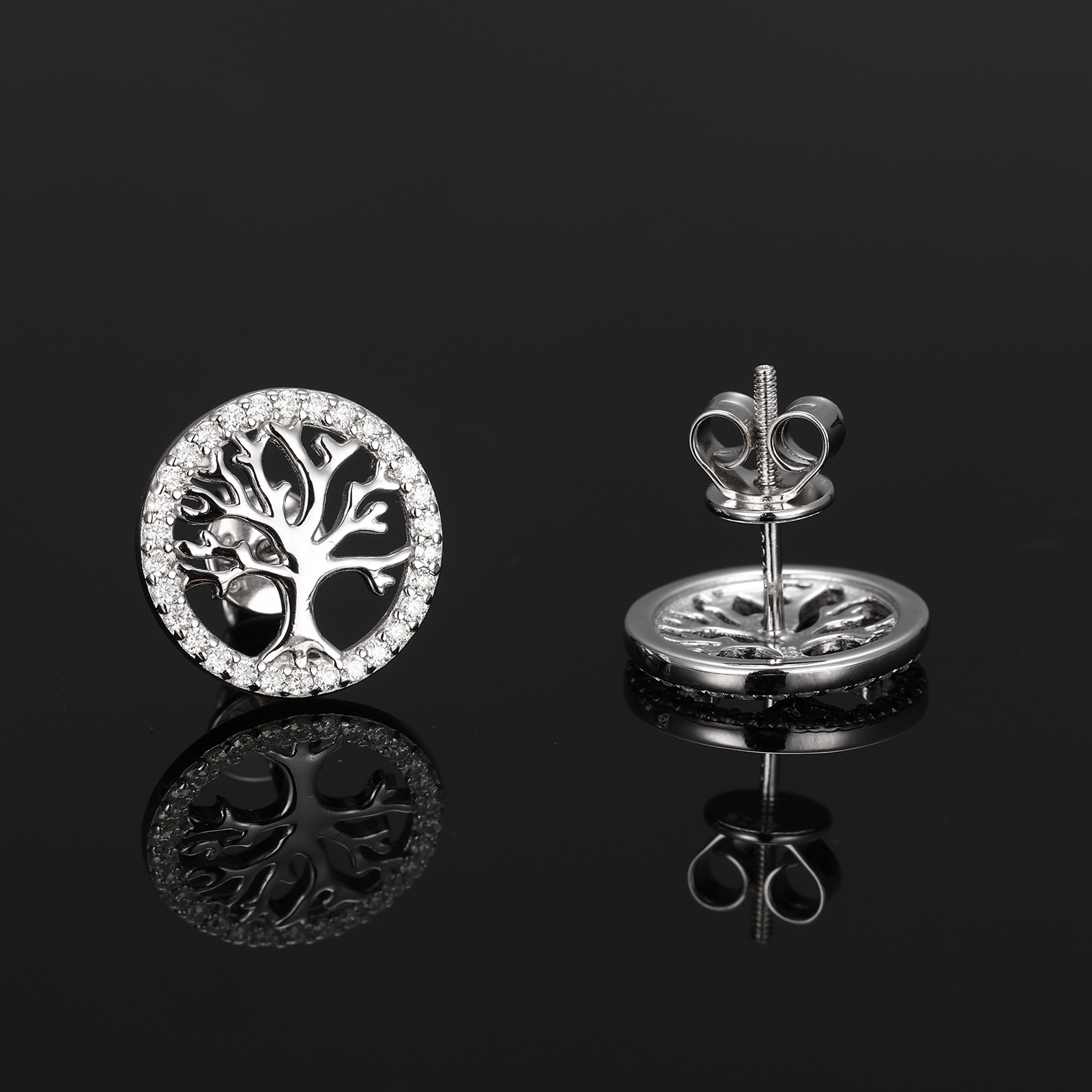 Moissanite Tree of Life Stud Earrings – 0.15ct DEW Each - Image 5