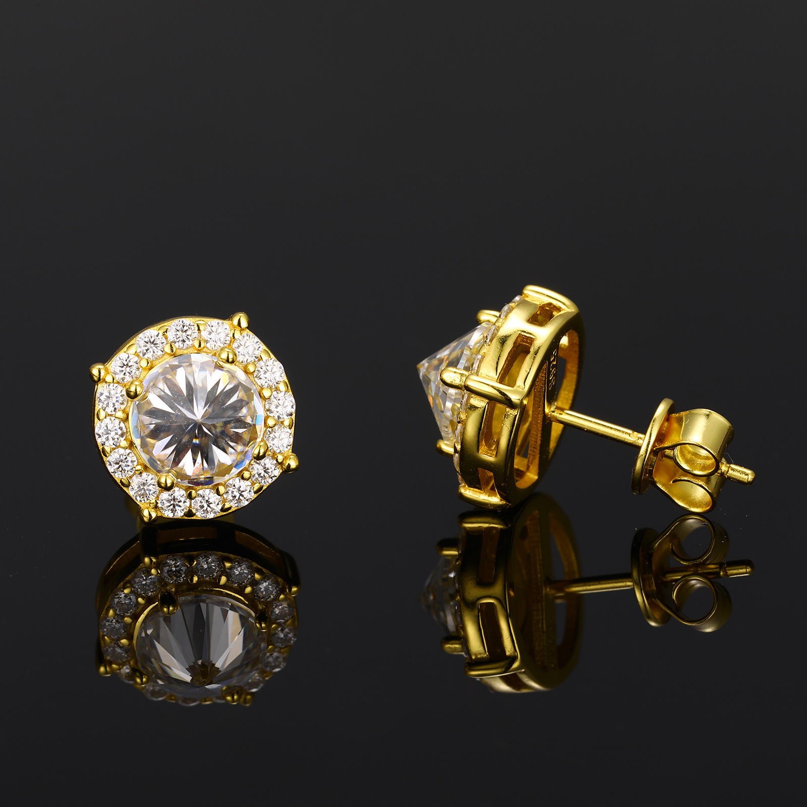Inverted Round Moissanite Halo Stud Earrings – 1.24ct DEW Each - Image 4
