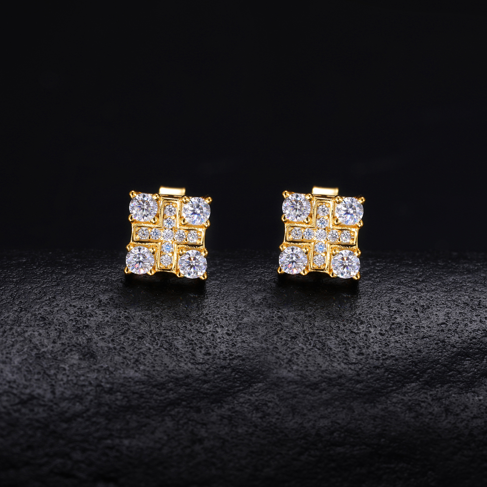 Round Moissanite Square Cross Stud Earrings – 0.3ct DEW Each - Image 7